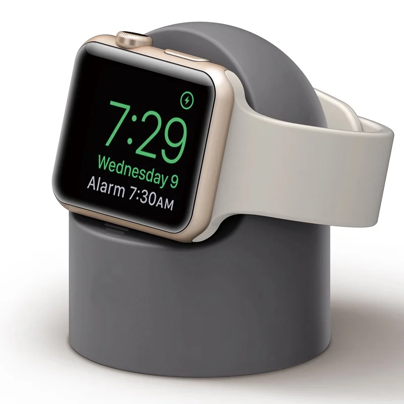 No Charging Wire Роскошное зарядное устройство Подставка держатель док-станция для Apple Watch 1 2 3 4 38 мм 42 мм силиконовый кронштейн зарядная Колыбель Подставка для часов Спорт - Цвет: No Charging Wire