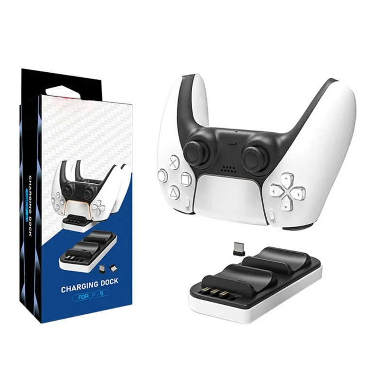 Зарядное устройство для контроллера DualSense PlayStation 5 с двумя съемными портами типа C