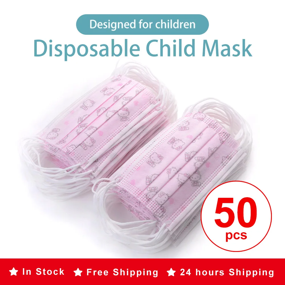 Маска детская одноразовая трехслойная из нетканого материала с мультяшным