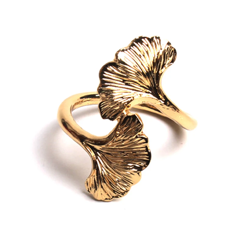 

6pcs/set Ginkgo Leaf Metal Napkin Ring Napkin Buckle For Home Dinning Room