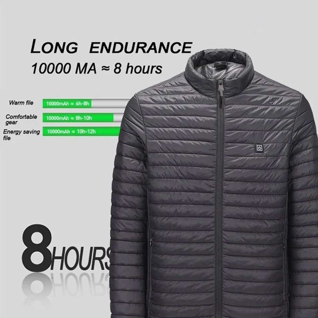 

Electric Heating Parkas Jacket Men's Smart USB Winter Abdominal Back Heated Warm Down Cotton Coats Soild Clothing Waterproof