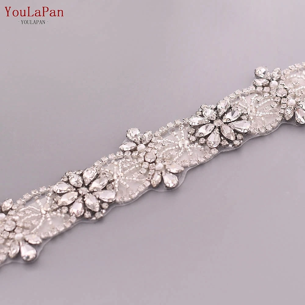 

YouLaPan S441 bridal belts beaded belt wedding sash belt crystal wedding belt wedding dress accessories silver sequin belt