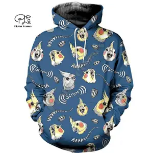 Спортивный костюм PLstar Cosmos с изображением попугая, художественное животное, толстовка с капюшономСвитшоткурткаМужской Женский Повседневный Камуфляжный красочный стиль Харадзюку 10