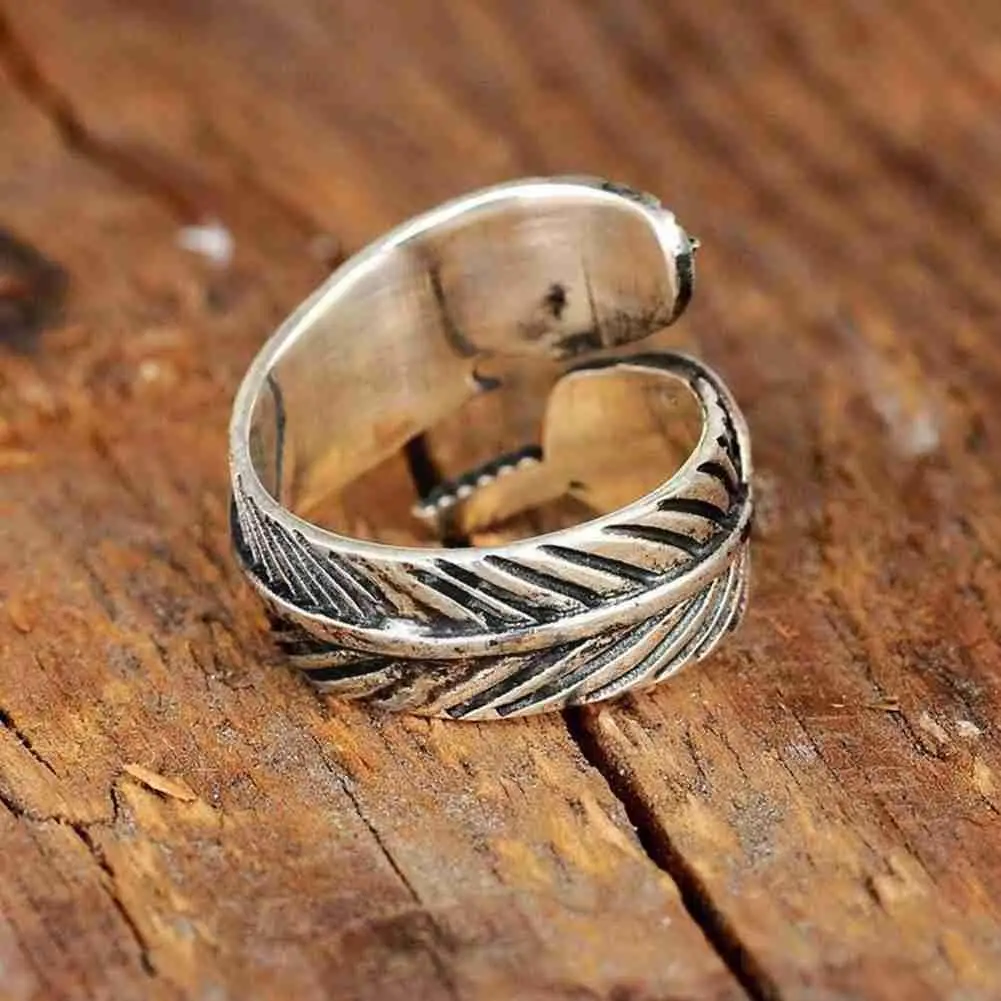 

Bohemia Leaf Feather Rings For Women Female Turquoises Party Jewelry Boho Statement Ring Adjustable Thumb Ring Fashion U4C4