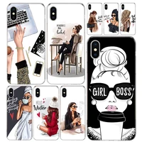 girl boss pink women coffee phone case cover for iphone 13 11 pro 12 mini 7 8 6 6s plus xr x xs max se 5 5s art customized
