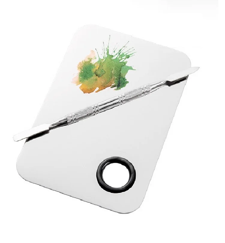 

Профессиональная косметическая Палетка для ногтей из нержавеющей стали, Палетка для смешивания красок для макияжа, шпатель, инструмент выс...