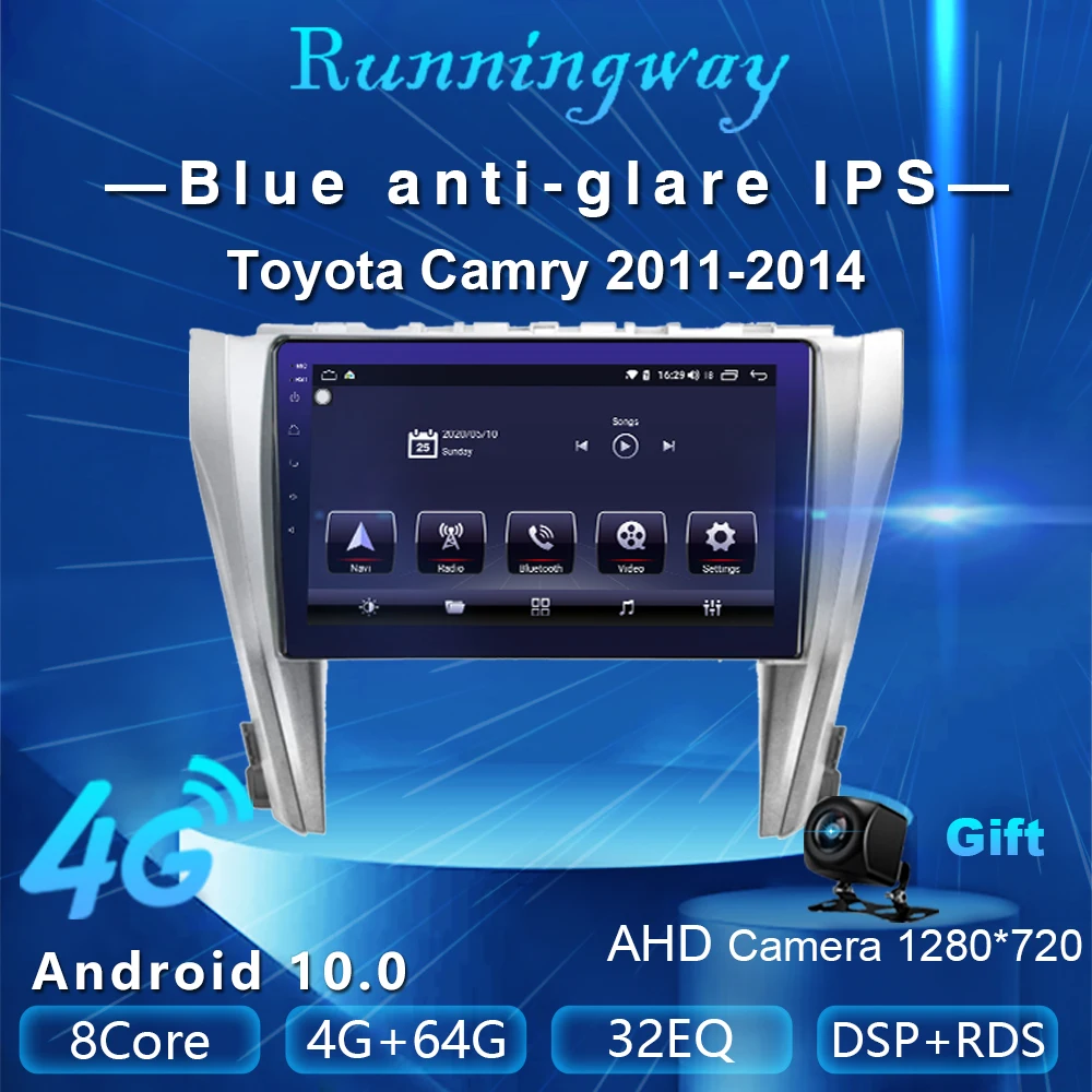 Runningway Android 10 0 5G автомобильный DVD для Toyota Camry 2011 2012 2013 2014 4G + 64G Автомобильный Радио