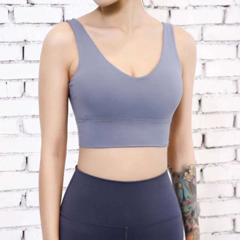 

Women Sports Bra Underwear Solid Color Deep V Neck for Yoga Fitness Running X85