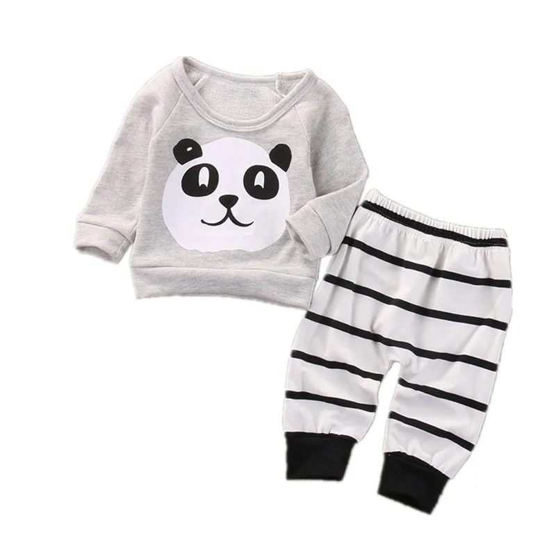 

Новинка, одежда для малышей на весну и осень, модная детская хлопковая Футболка для девочек и мальчиков, штаны, 2 шт./компл., костюм для малыше...