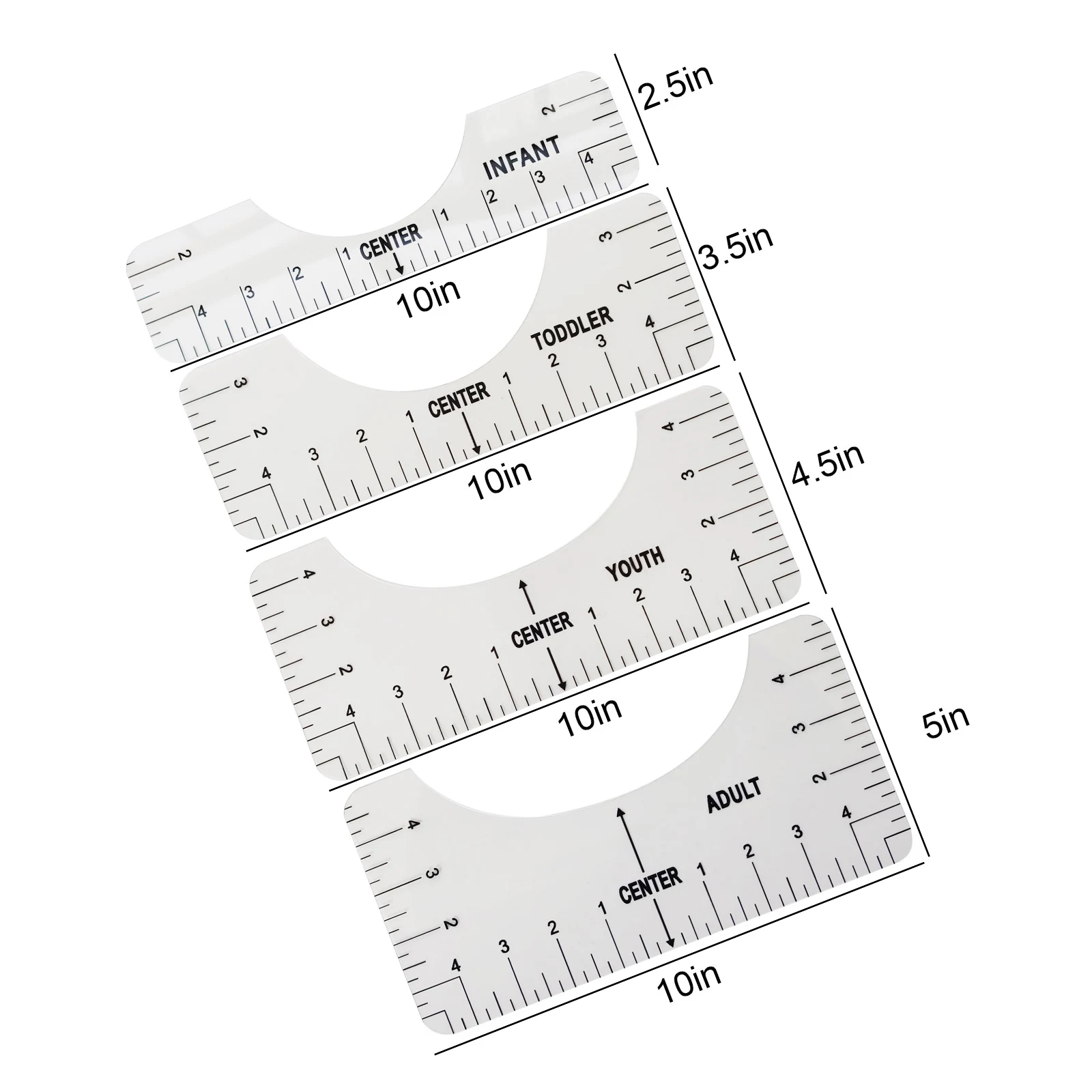 

4pcs/set Transparent Acrylic Vinyl T-shirt Placement Guide Ruler Fabric Alignment Centering Tool Diy Crafts Sewing Accessories