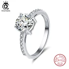 ORSA JEWELS Настоящее серебро 925 пробы женские кольца AAA Блестящий кубический циркон зубец Установка женское роскошное свадебное кольцо ювелирные изделия SR56