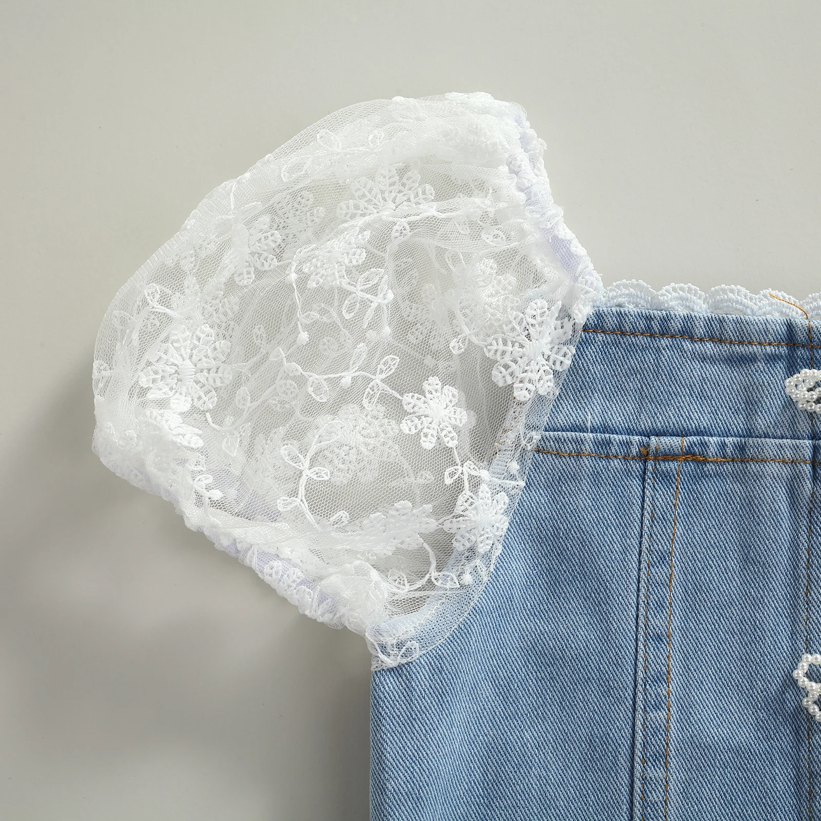 Повседневное джинсовое платье с коротким рукавом для маленьких девочек модное