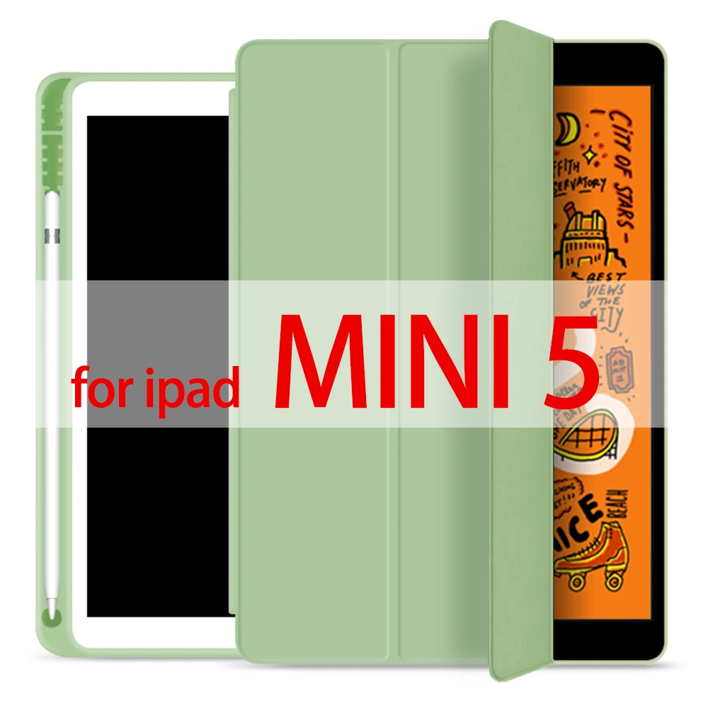 Для ipad чехол карандаш держатель Funda для ipad 6-го поколения для ipad Mini 5 ipad 10,2 / 9,7 чехол - Цвет: green mini 5