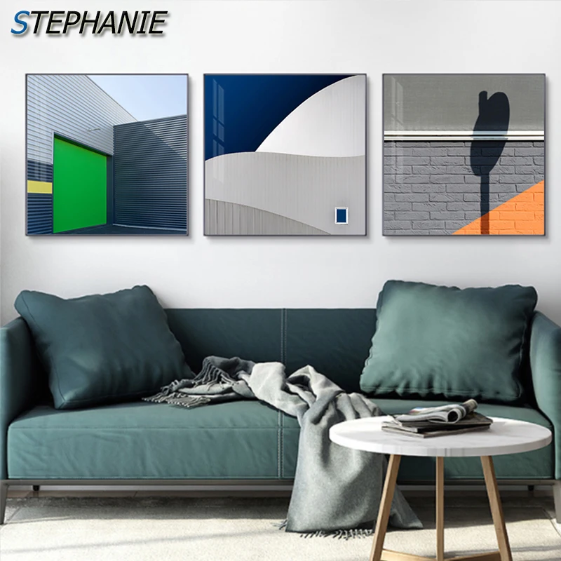 Картина на холсте в скандинавском стиле желтая оранжевая зеленая модные