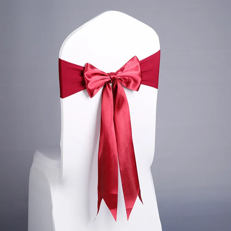 

Spandex Lycra Chair Sashes Free Lace-up Elastic Chair Cover Chair Band with Silk Bow for Event Party Wedding Decoration