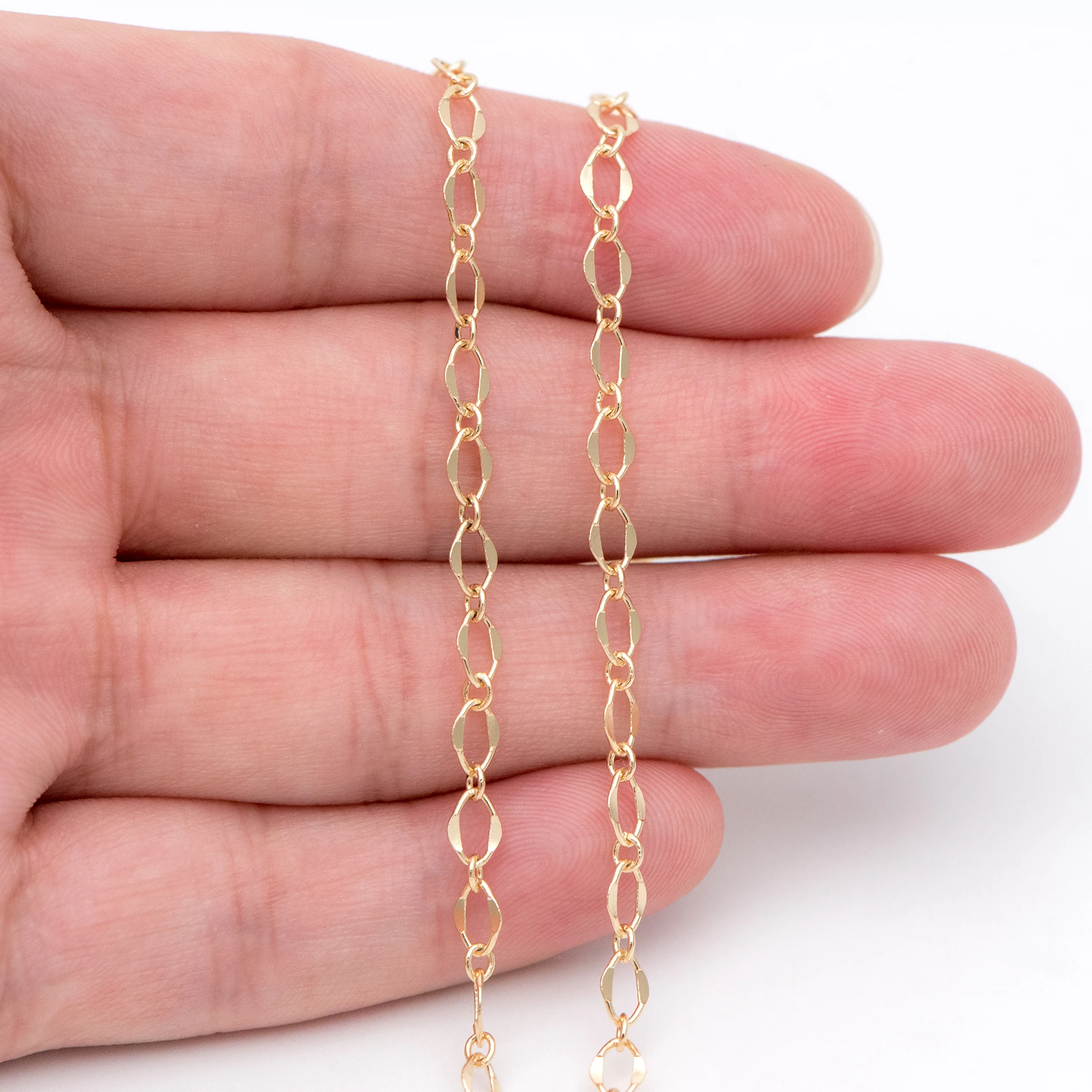 Позолоченные латунные овальные цепи 4 мм фурнитура для ожерелья DIY оптовая