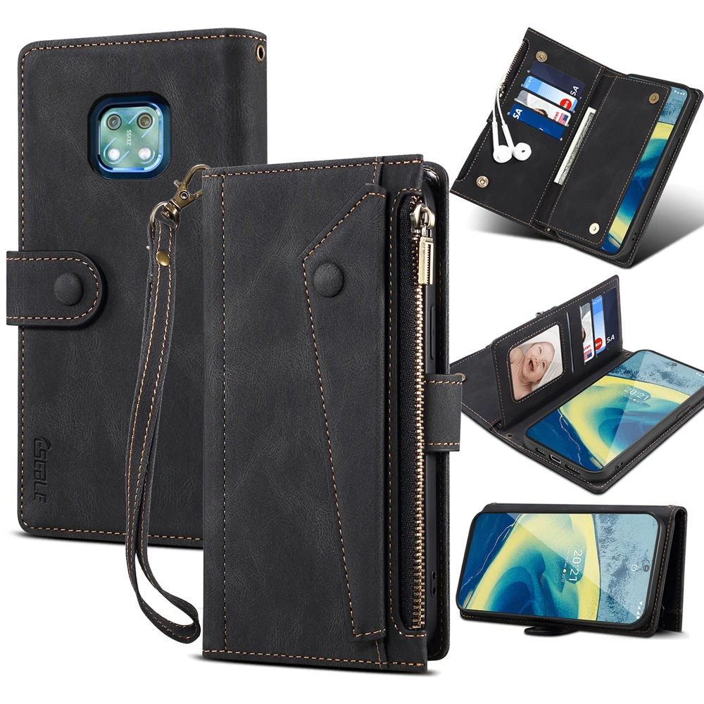 

Wallet Flip Leather Case For Nokia G20 Mobile Phone Case For Nokia C10 C20 G10 G20 Rope Luxury Zipper Celular Smartphone Cover