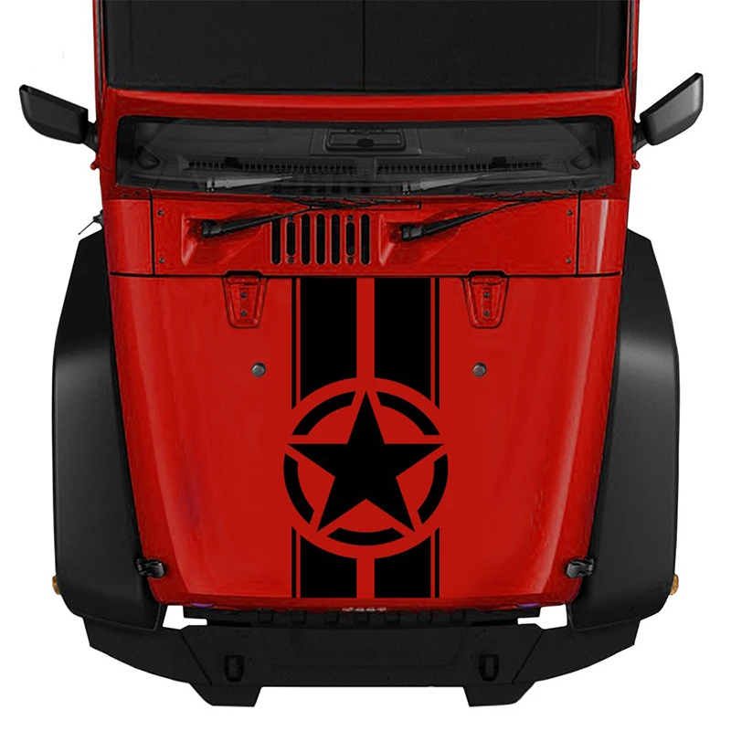 RuleMylife военные полосы наклейка виниловый капюшон для JEEP Wrangler и все остальные 4x4