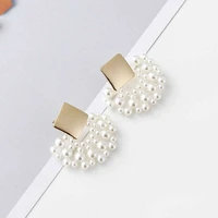 stud dangle statement charm pearl jewelry women geometric wedding earrings gift