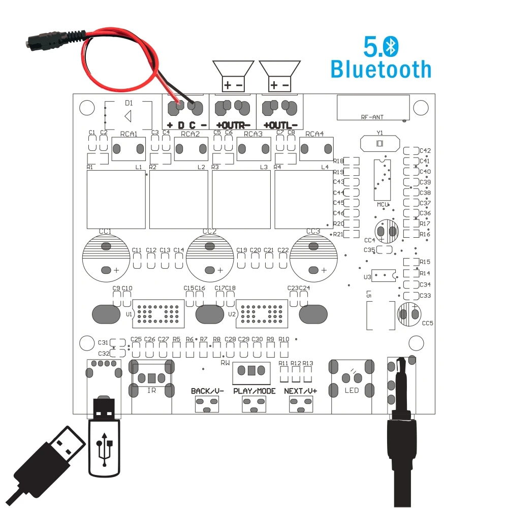 Lusya TDA3116D2 Цифровой Bluetooth 5 0 усилитель мощности плата 100 Вт * 2 стерео поддержка TWS box