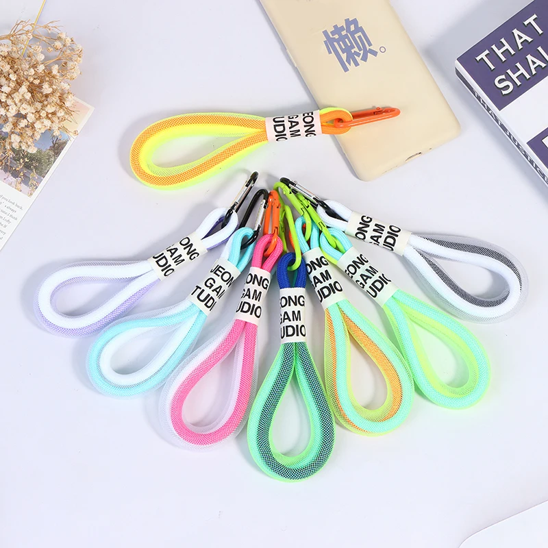 1pc mobile phone fluorescent belt color black and white pendant decorative braided color short hand rope handmade accessories free global shipping