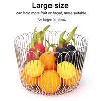 lanejoy stainless steel contracted fruit and vegetable hollow out round basket sitting room fruit tray wire mesh basket