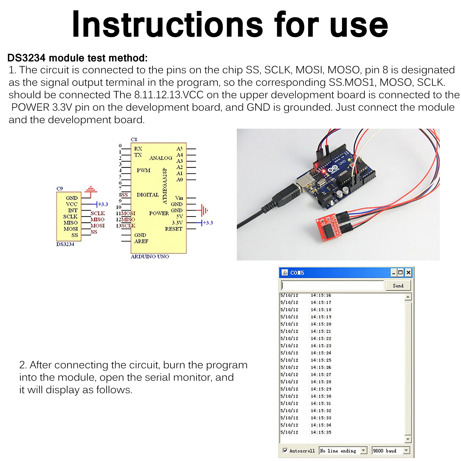 Совместимость с Arduino DS3234 модуль RTC Высокоточный часов в режиме реального времени