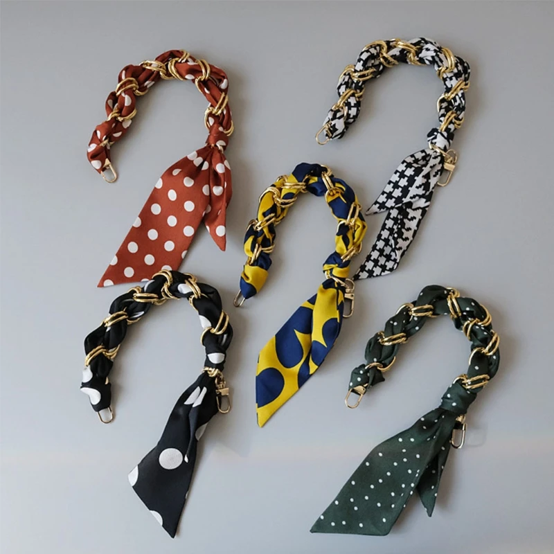 

Элегантный шелковый шарф H8WD, металлический кошелек, ручка, ремешок, цепи для сумок, сменный аксессуар