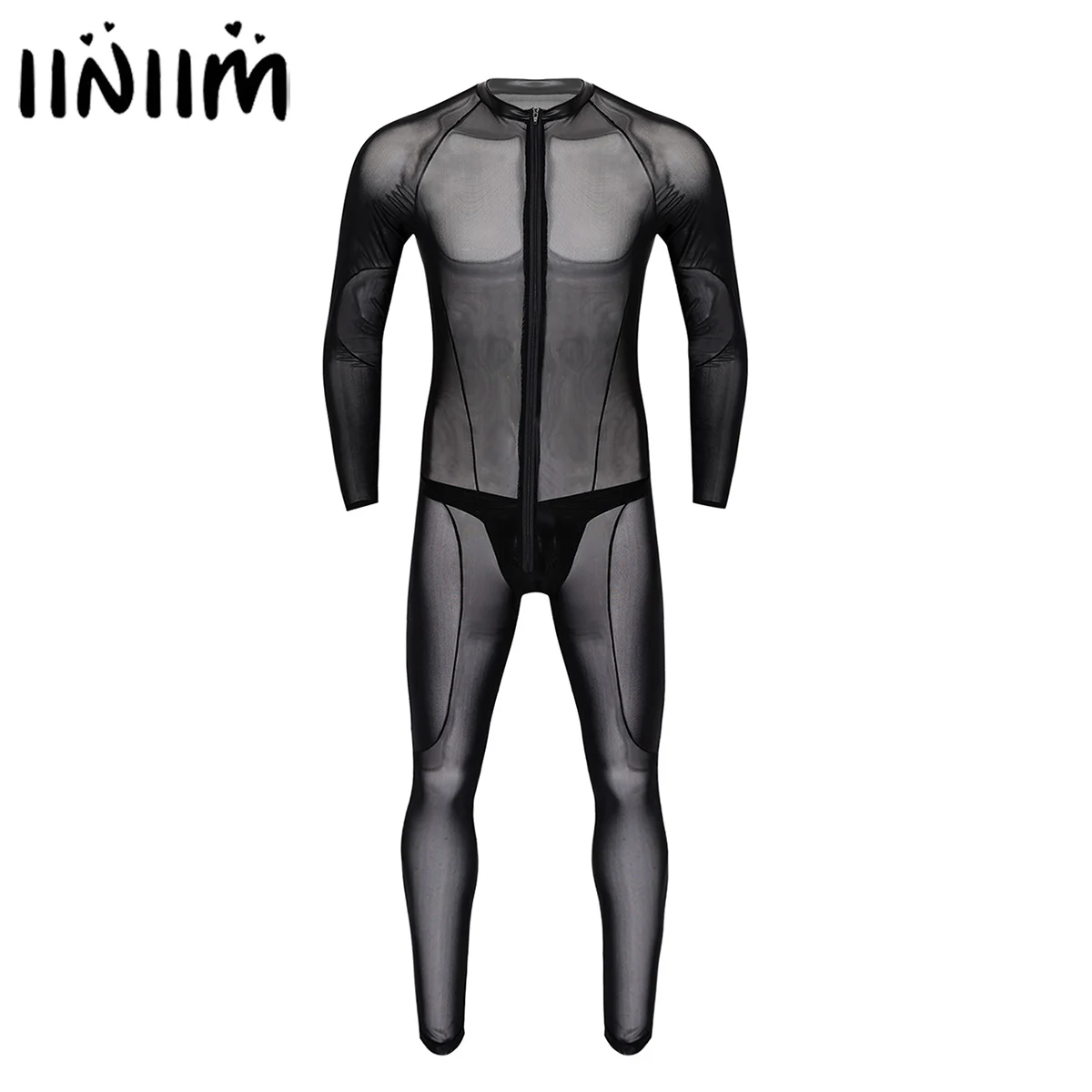 

Mens Gay See Through Sheer Lingerie Clubwear Bodystocking Costumes Leotard Bodysuit Jumpsuit with Jockstraps Briefs Underwear