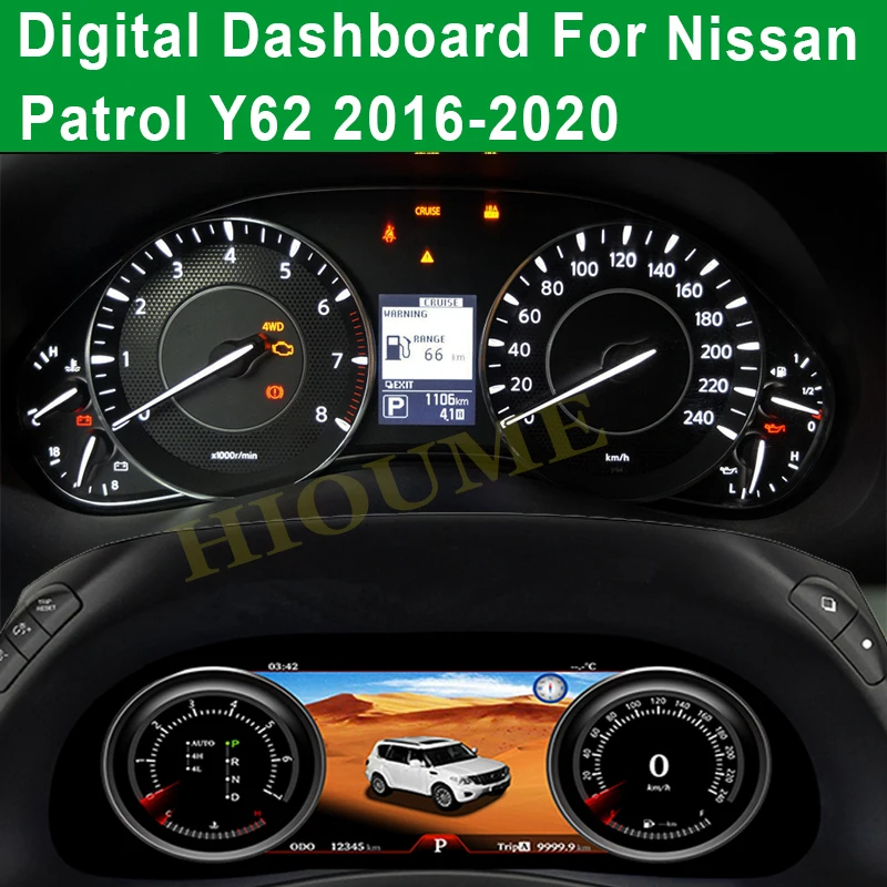 

Car Dashboard Instrument Display Screen For Nissan Patrol Y62 INFINITI QX80 2015-2020 LCD Speedometer LINUX Instrument Cluster