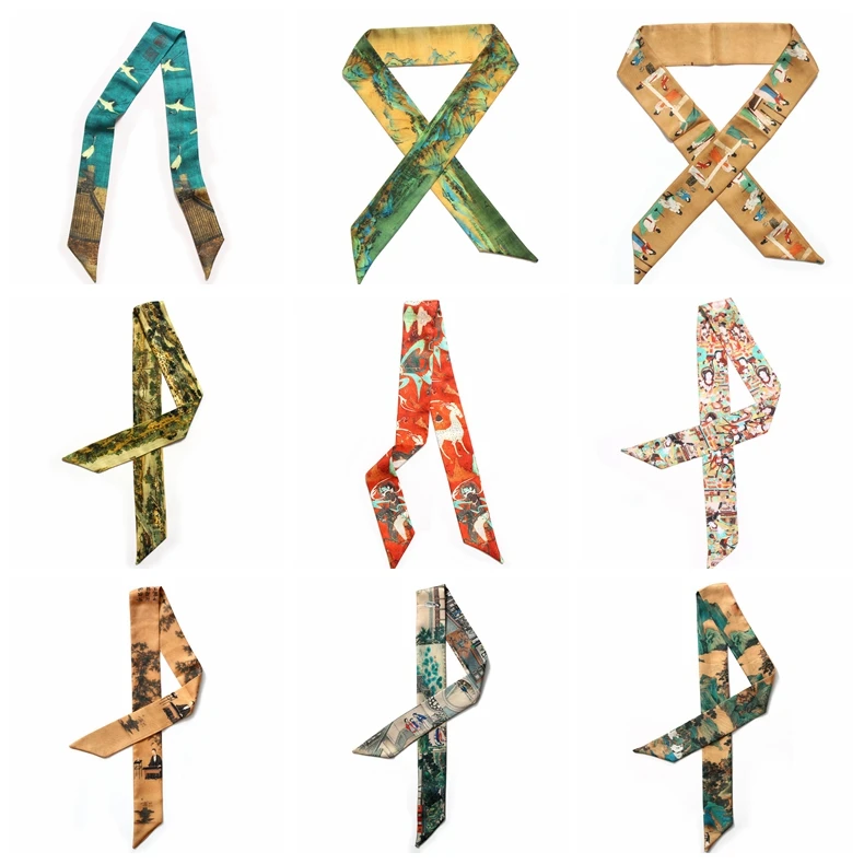 

Chinese wind ruihetu tie bag handle silk scarf twill small ribbon decorative scarf bag with ladies scarf