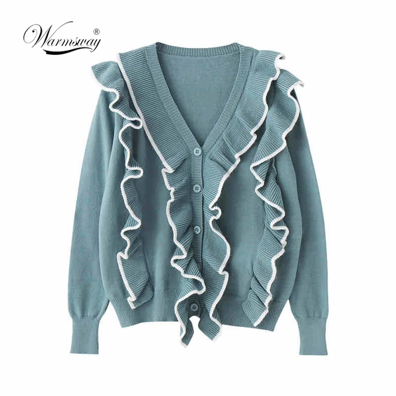 Женские свитера с оборками 2020 модные повседневные Лоскутные кардиганы v-образным