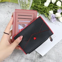 5 colour pu leather women girls slim zipper business card holders short mini cute wallet coin money purse organizer case