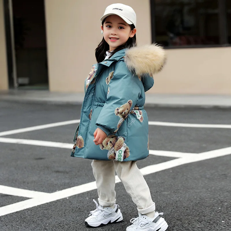 

Children Clothing Girls Down Jacket New Thick Baby Jacket Girls long Coat Ski suit Kids Snowsuit 1-8 Years TZ76