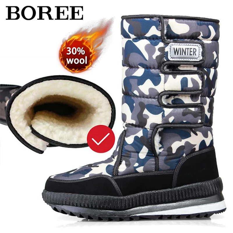 

Snow Boots Men Waterproof Men Winter Boots With Fur Winter Shoes Non-slip Women Boots Platform Thick Plush Warm Shoes Big Size