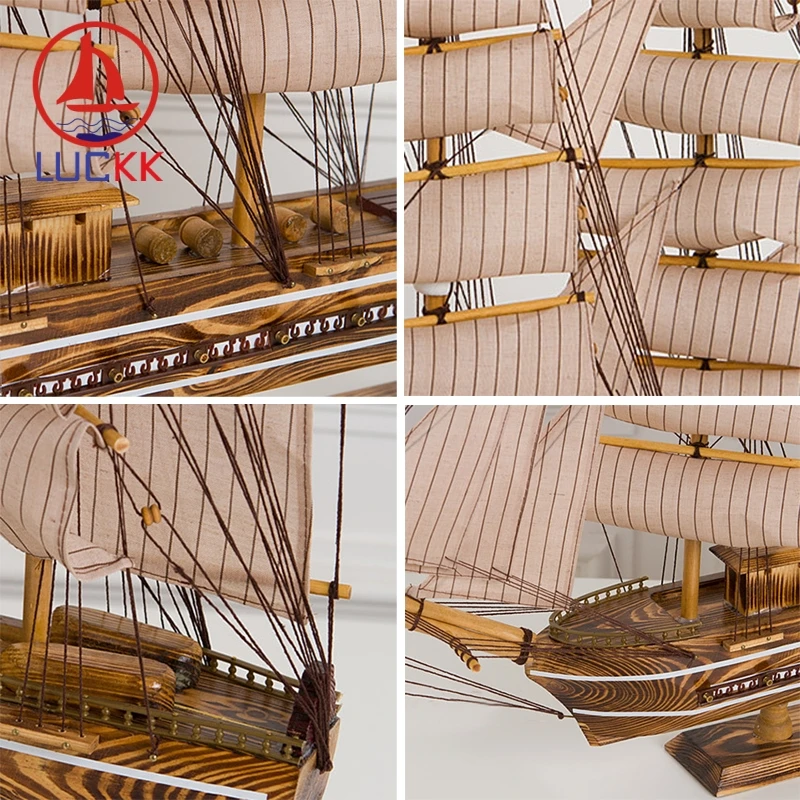 Деревянная парусная лодка ручная работа 80 см | Дом и сад