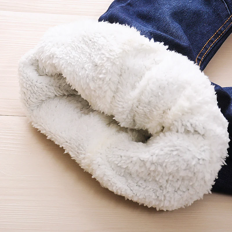 Джинсы для мальчиков BibiCola зимние теплые длинные штаны из плотного хлопка