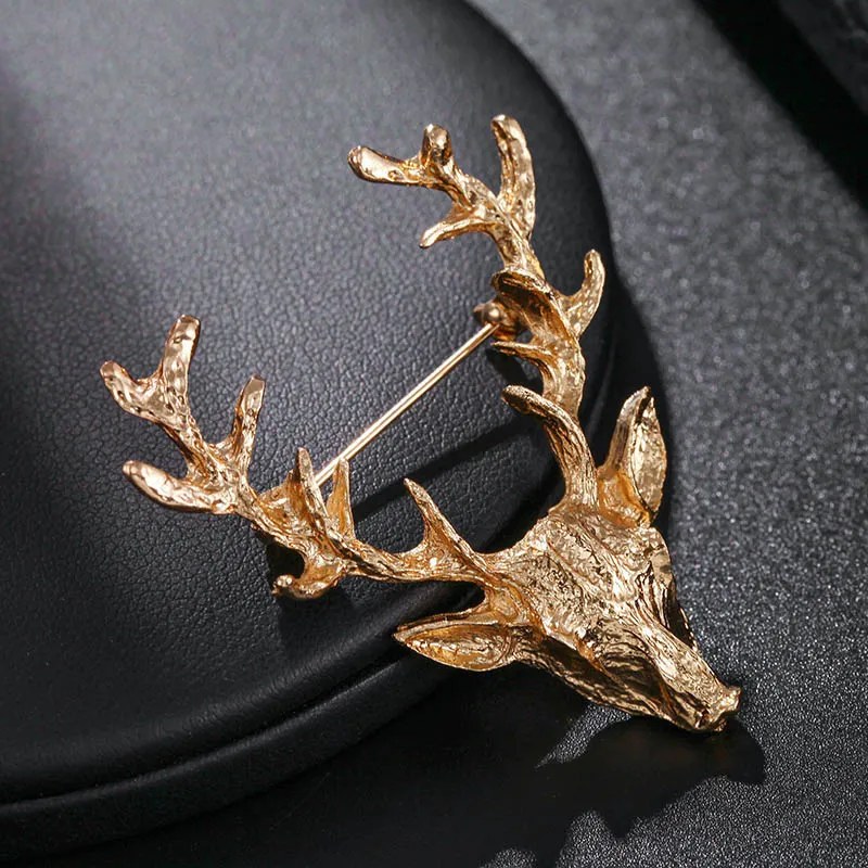 Горячая Мода Золотой Цвет Longhorn Олень голова лося Peacebird Рождественский олень брошь на воротник ювелирные изделия для мужчин и женщин