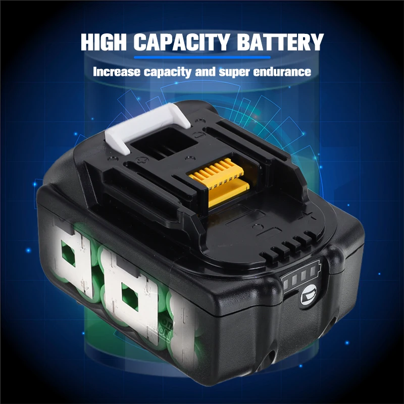 Литий-ионный аккумулятор подходит для батареи Makita 18 В 6 Ач BL1840 BL1850 BL1830 BL1860B LXT400 с зарядным устройством BL1860 для перезаряжания.