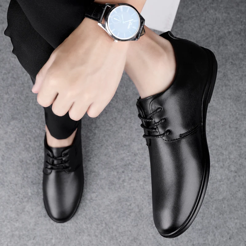 Мужская обувь из натуральной кожи Повседневная Обувь На Шнуровке Для мужчин