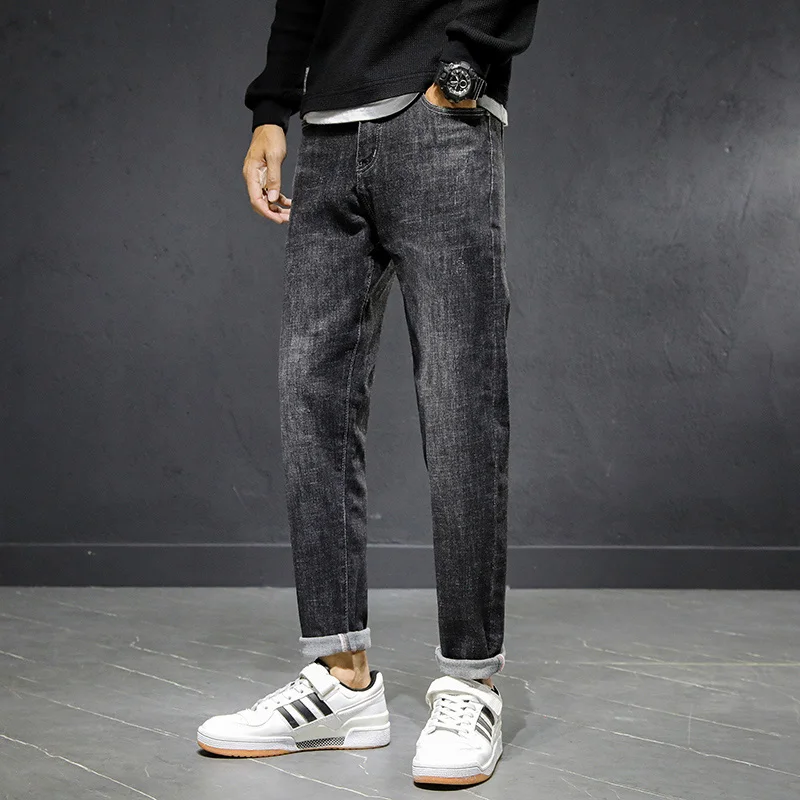 2021 New Men's Jeans Pencil Classic Casual Cotton Jogging Jeans Streetwear High Quality Denim Pants Black Zipper Fly Trousers