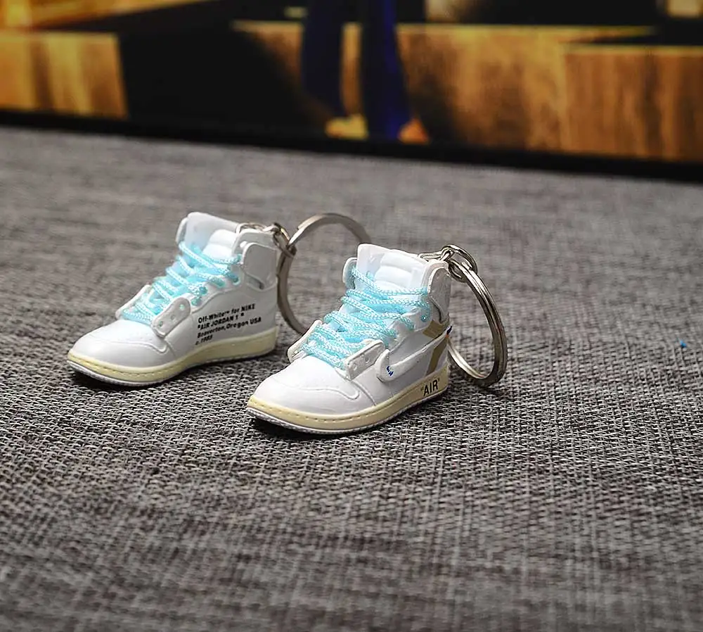 a pair w metal ring Дропшиппинг тапки обуви брелок 1 3D мини-кроссовки "OW CHICAGO" Спортивная обувь тапки брелки - Цвет: a pair w metal ring