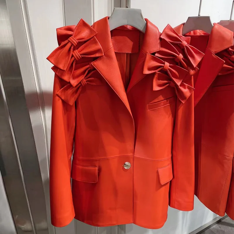 

Женский блейзер из натуральной кожи SHZQ