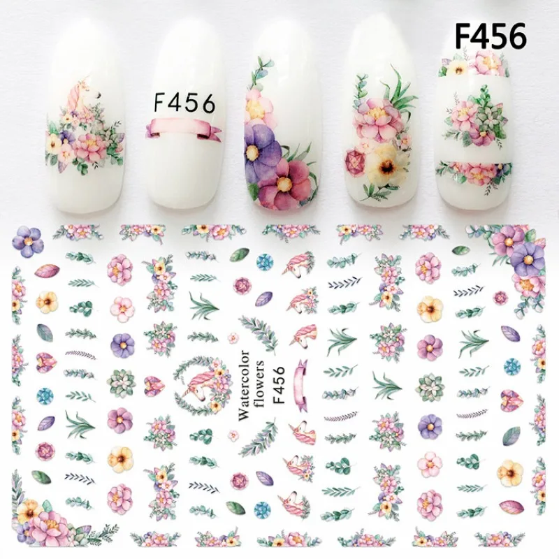 1 лист Единорог Фламинго бабочка наклейки для ногтей цветы высушенный декор