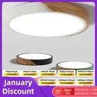 Светодиодный потолочный светильник для спальни, ультратонкий светильник деревянные потолочные светильники с пультом дистанционного управления, освещение для гостиной, кухни, коридора, балкона