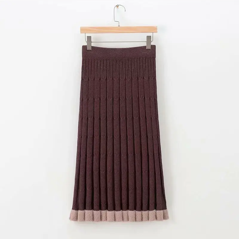 Повседневные женские модные тянущиеся вязаные юбки размера плюс осень 2019 C3-816 |