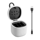 Комплект зарядного устройства TELESIN Allin Box, 3-канальный светодиодный USB 3.0 чехол для хранения зарядного устройства + устройство для чтения SD-карт для GoPro Hero 8, 7, черный