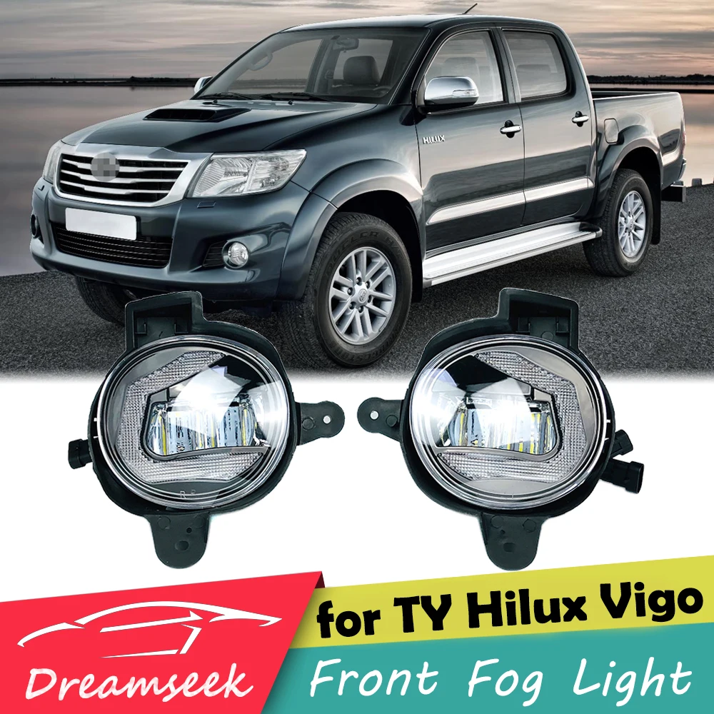 

For Toyota Hilux Vigo 2011 2012 2013 2014 Front Bumper LED Fog Light Lamp Bulb with Dynamic Sequential Turn Signal