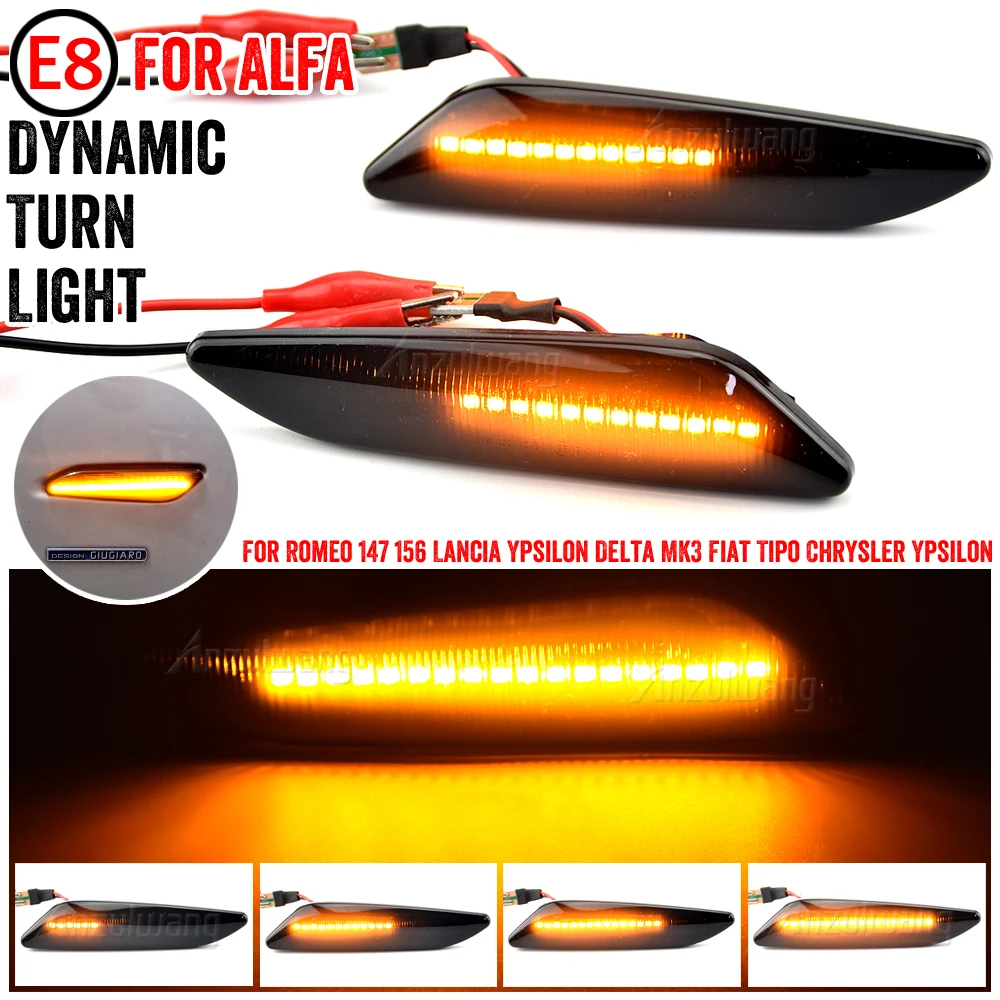 

LED Dynamic Side Marker Lights Arrow Turn Signal Blinker Lamps For Alfa Romeo 156 / 156 Sportwagon typ (932) / 147 typ (937)