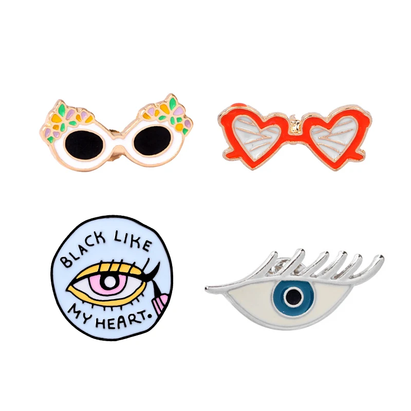 Металлическая эмалированная брошь с голубыми глазами для подводки глаз и ресниц